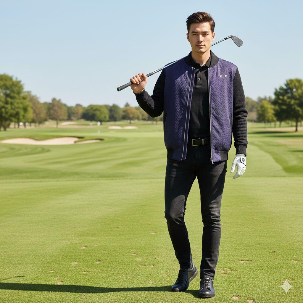 【美品】オークリー　ゴルフ　キルティングフルジップブルゾン　XL