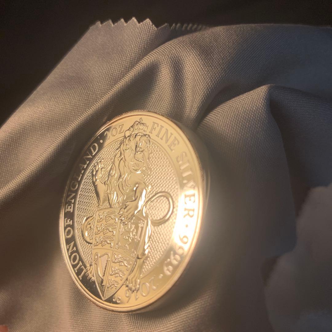 S 2 純銀貨 2オンス クイーンズビースト　2016 ライオン・イングランド