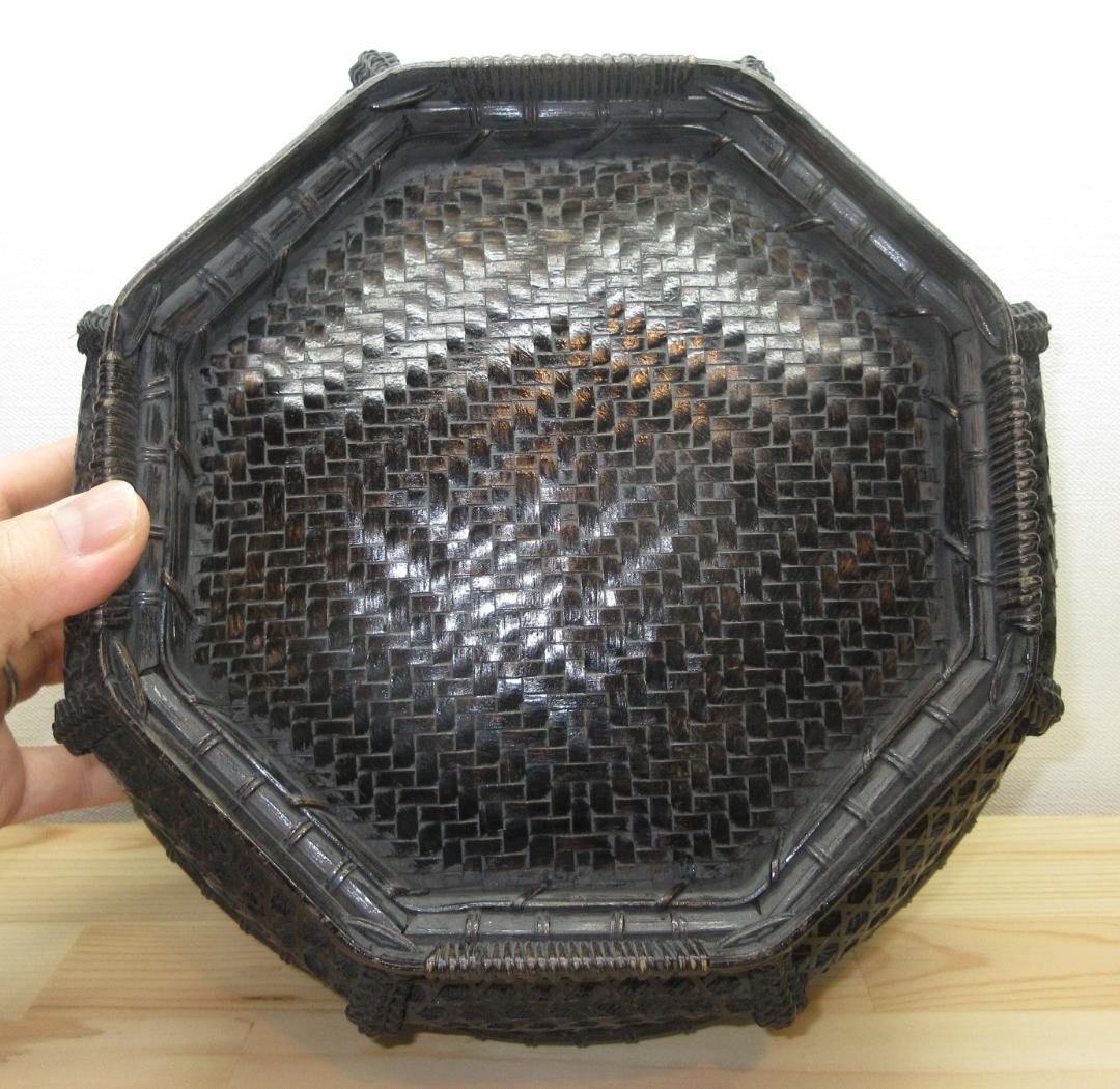 送料込【逢絢亭】茶道具 炭斗 唐物写 炉用 目立った破れ無し 和田鱗師 共箱入り