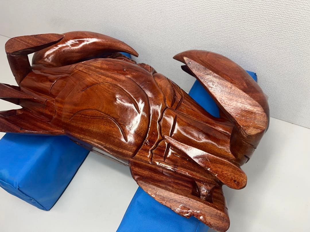 稀少 木彫り 大きい 蟹 カニ 木製 置物 木工 工芸品 飾り 隠し収納