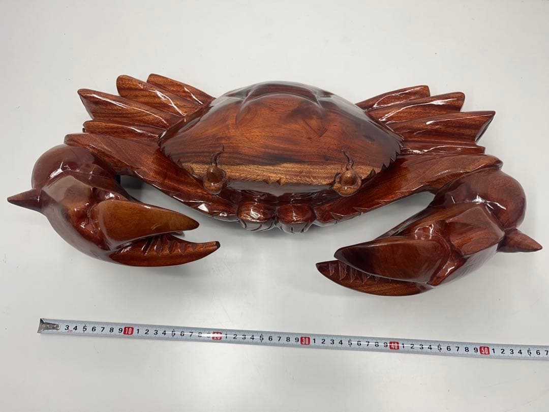 稀少 木彫り 大きい 蟹 カニ 木製 置物 木工 工芸品 飾り 隠し収納