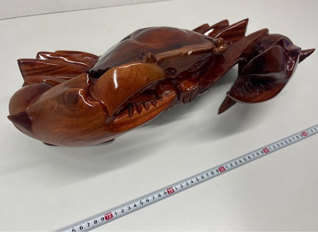 稀少 木彫り 大きい 蟹 カニ 木製 置物 木工 工芸品 飾り 隠し収納