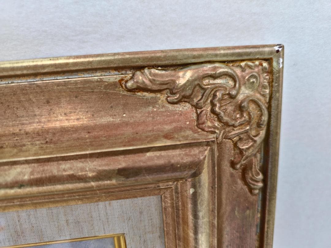 M▽野々村晃 油彩 絵画 額縁 F4 近江路 待春 蒲生 (38222)