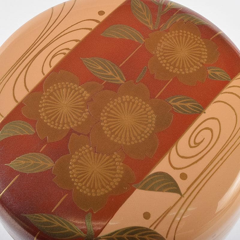 茶道具　加賀蒔絵師　中村宗尹作　白漆　花筏蒔絵　平棗　共箱　V　R9537