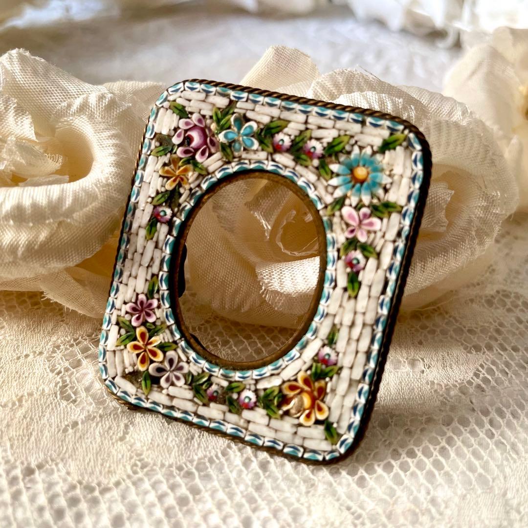 マイクロモザイクミニフレーム　イタリアアンティーク 検:フランスアンティーク