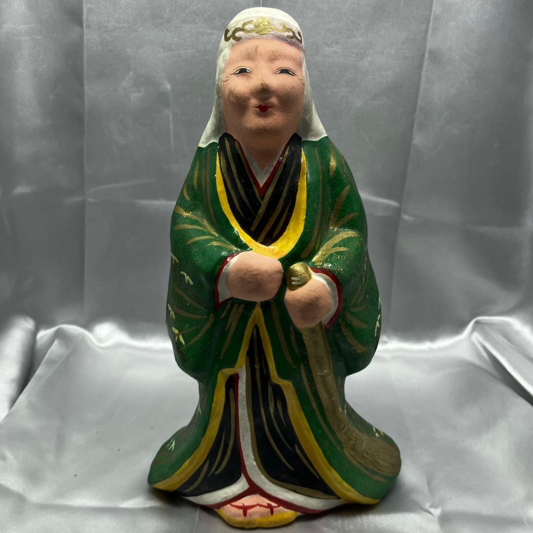 【昭和31年作】 郷土玩具 土人形 高砂 2体セット 縁起物 尉と姥 夫婦円満