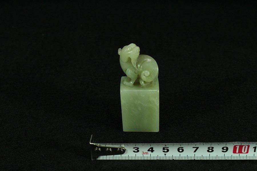 中国美術 白玉 獅子 印(K-YC542)