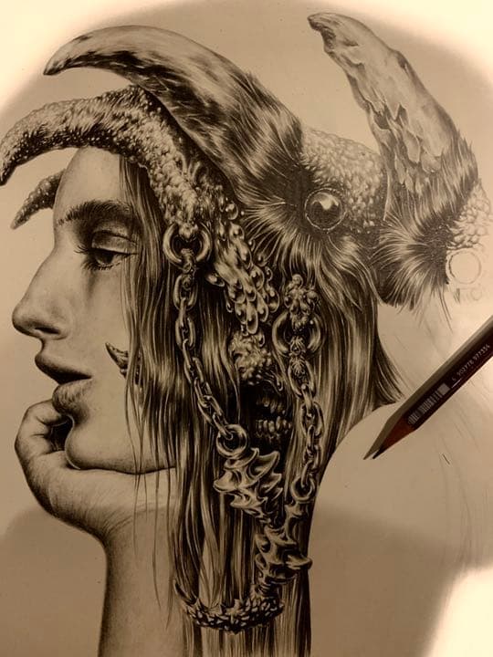 鉛筆画「鴉」2021年作製