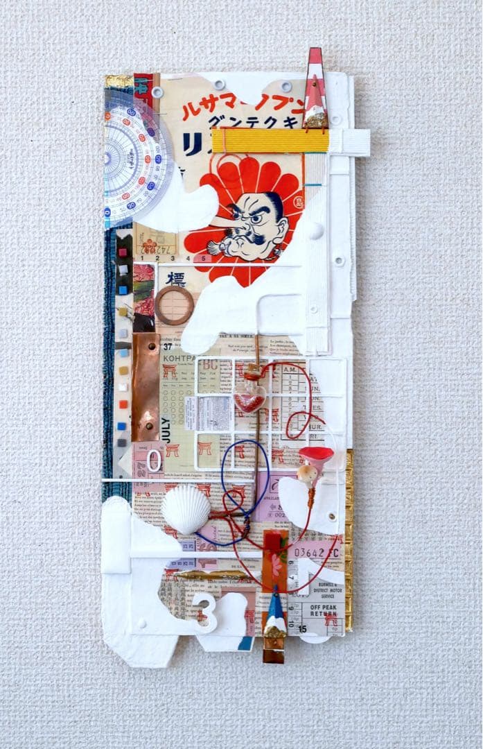 立体コラージュアート　ウォールアート　額装済み