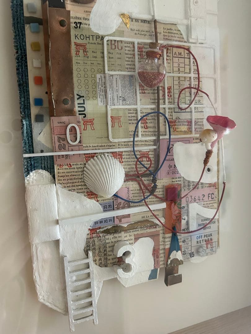 立体コラージュアート　ウォールアート　額装済み