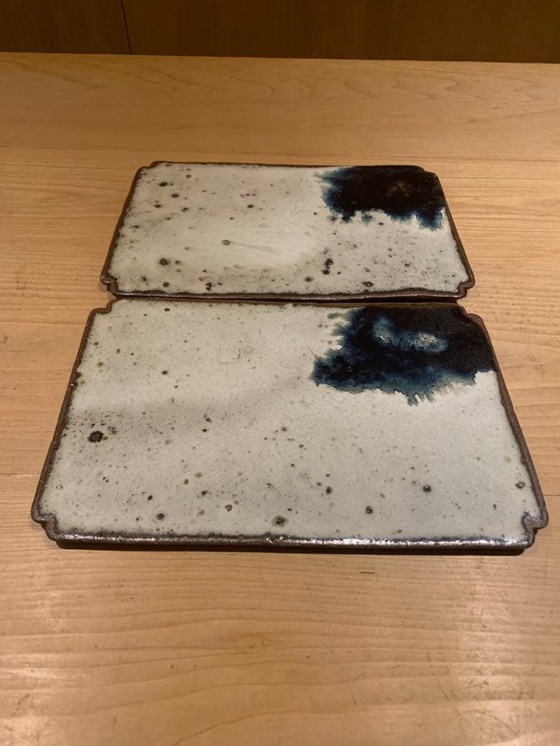 【希少・人気作家】丸田宗彦 朝鮮唐津 隅切り長方皿 2枚セット