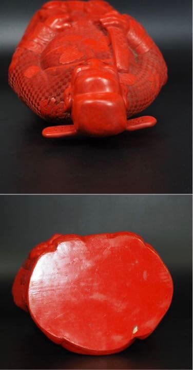 送料無料　時代大珍品 大振り堆朱「福禄寿」の禄出世の神様高46.5ｃｍ 中国古玩