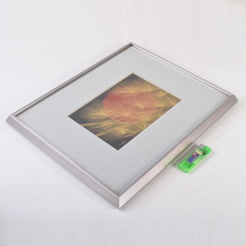 輪島塗　角野岩次作　沈金蒔絵　「昇陽松」　飾額　共箱　C　8653A