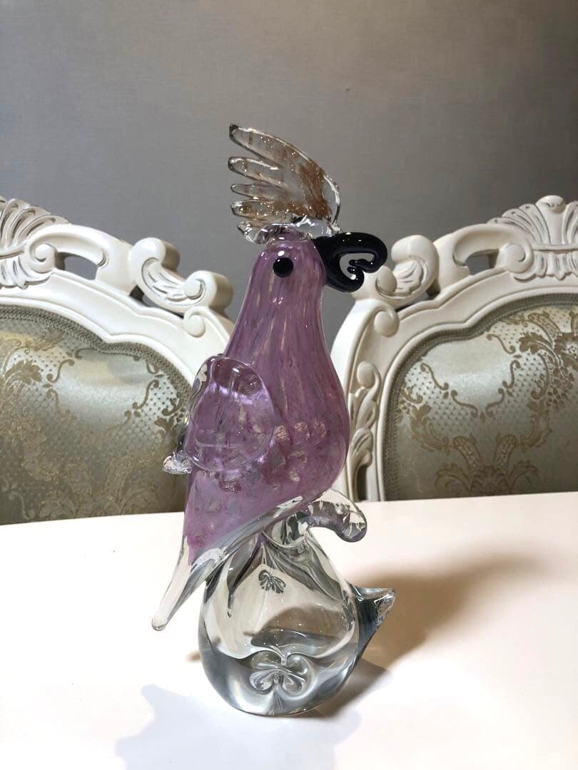 ガラスの置物　オウム　鳥