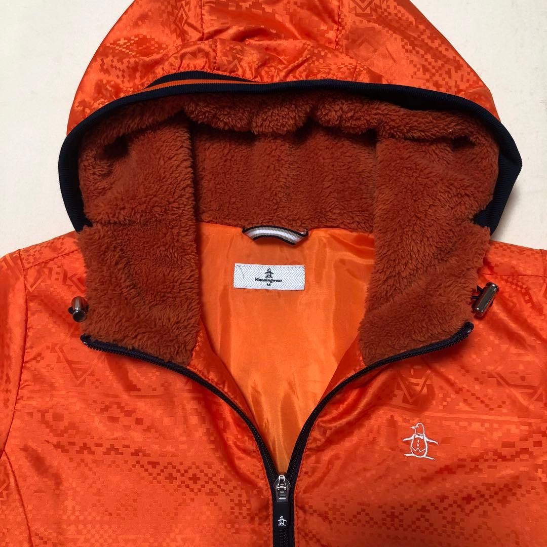 セットアップ マンシングウェア 中綿 パーカー スカート オレンジ 総柄 M