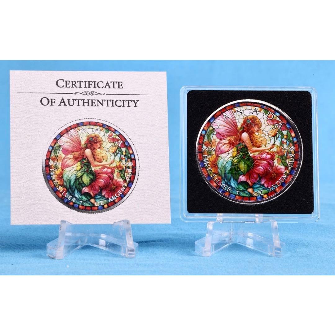 メイプルリーフ 銀貨 カラー ステンドグラスフェアリー -花を司る妖精- 1oz