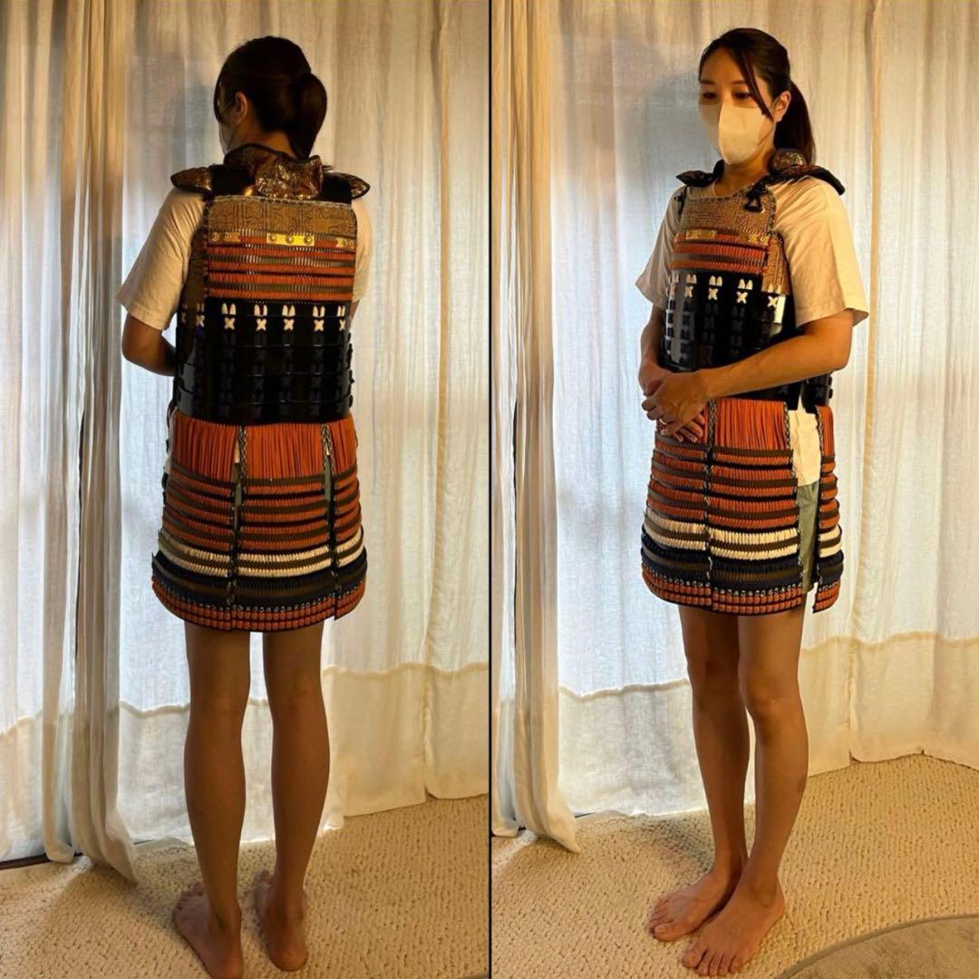 【希少•未着用】萌黄色（緑）縅糸 鉄地黒胴当世具足 【甲冑 等身大】 鎧 一式