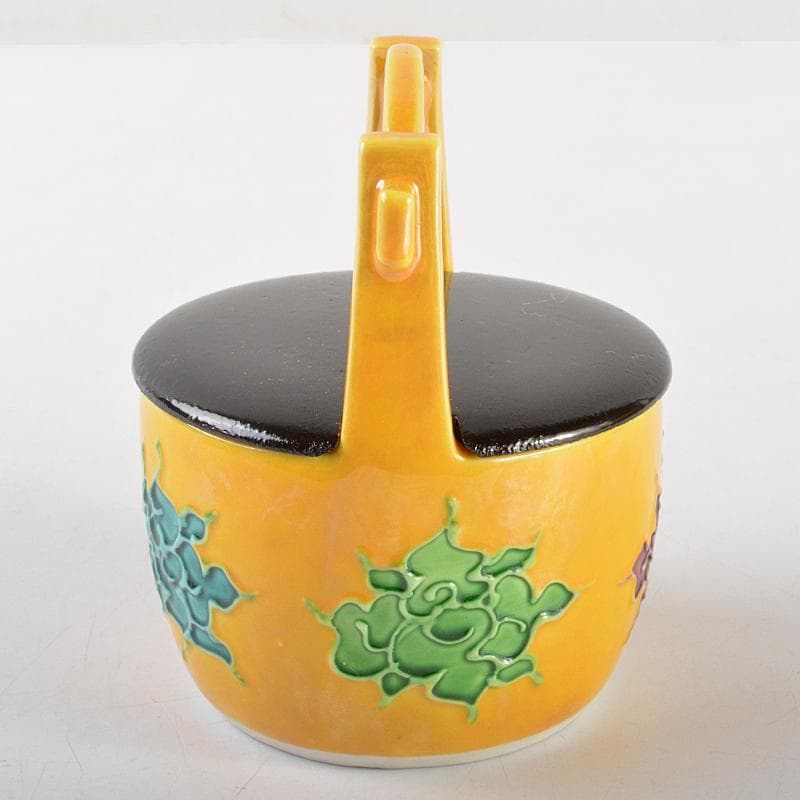 茶道具　京焼　手塚祥堂造　黄交趾　手桶茶入　共箱　M　R5787