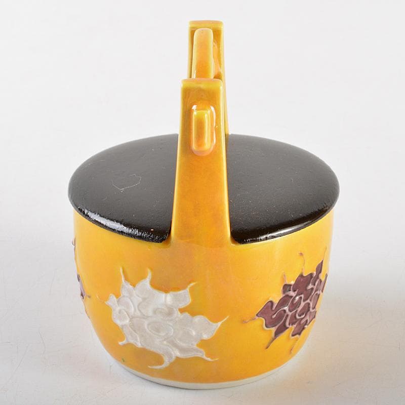 茶道具　京焼　手塚祥堂造　黄交趾　手桶茶入　共箱　M　R5787