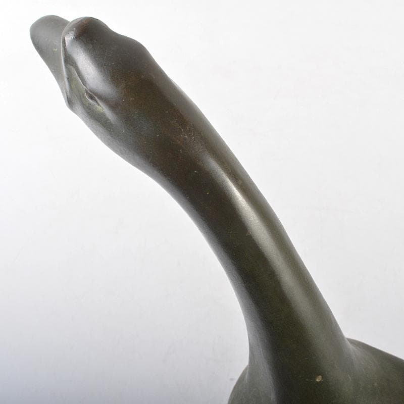 彫刻家　石崎秀峰作　青銅　家鴨　置物　重さ約5.3kg　Y　R5824B