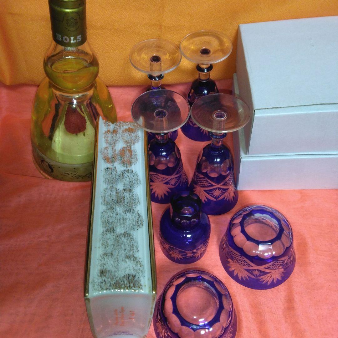 51年前のバルボア～金粉入～リキュール750ml～ナポレオン酒の空瓶～グラス7個