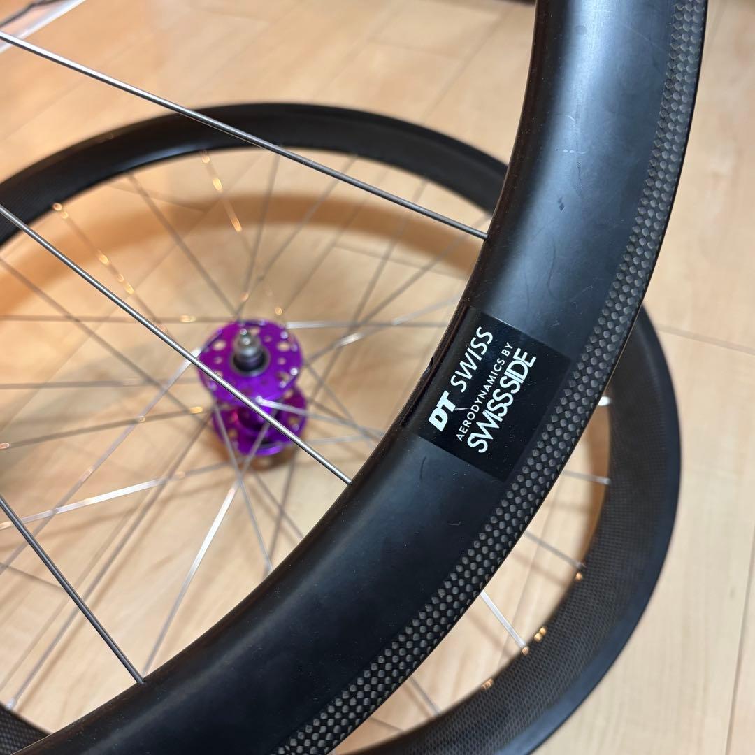 ピスト　手組みカーボンホイール前後　philwoodハブ dtswiss