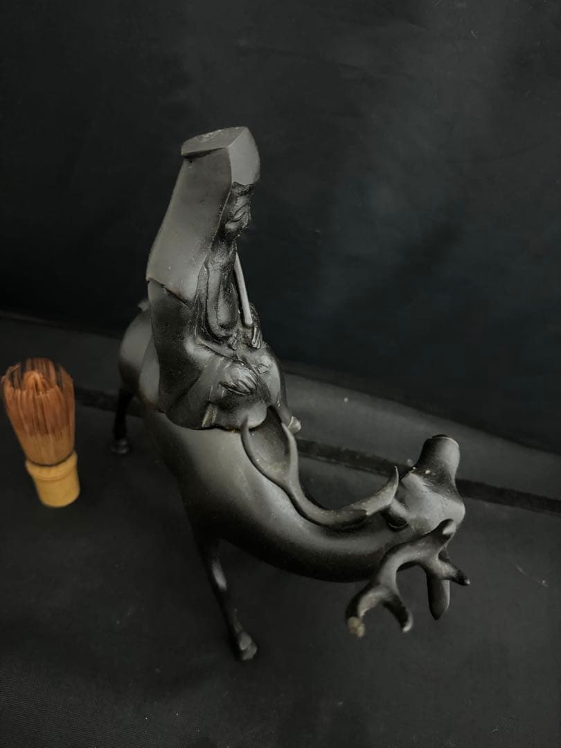 香炉 乗ったり 鹿　仙人　銅製 彫刻 置物 開運 風水 骨董 古美術 インテリア