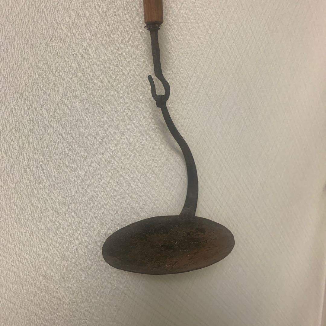 鉄製江戸時代油燈　竹製と鉄