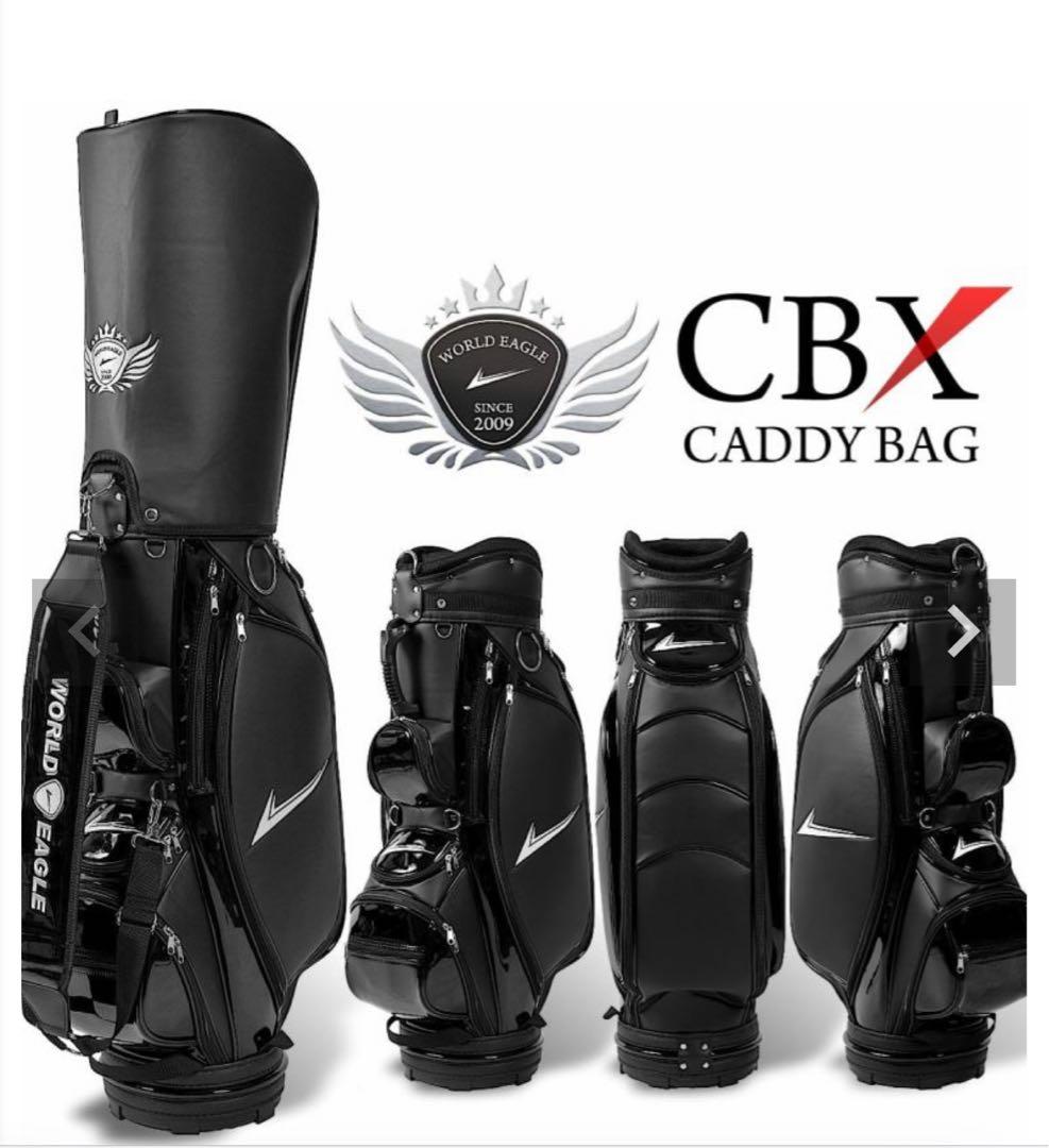 WORLD EAGLE ゴルフ キャディバッグ エナメル 合皮 9.5型 黒