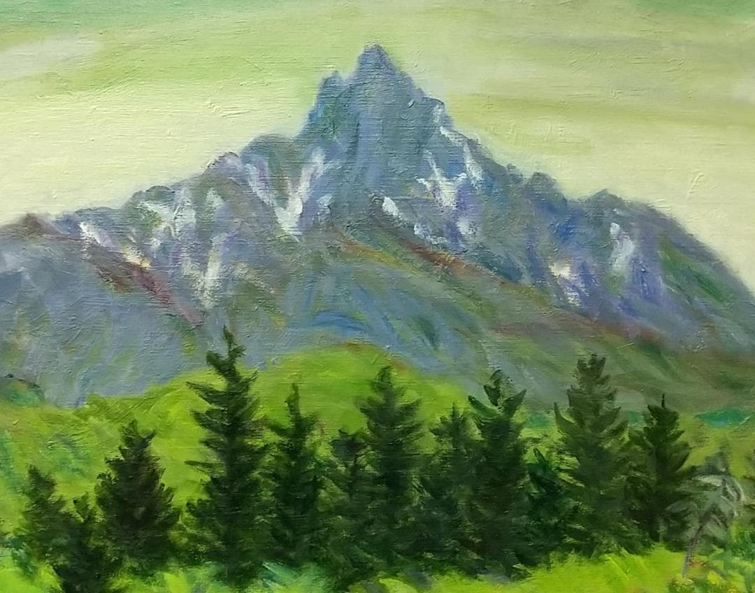 油絵 絵画 「利尻富士」F8 油彩画 風景画 アート 利尻山