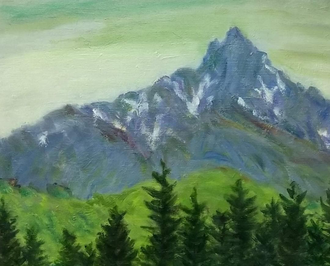 油絵 絵画 「利尻富士」F8 油彩画 風景画 アート 利尻山