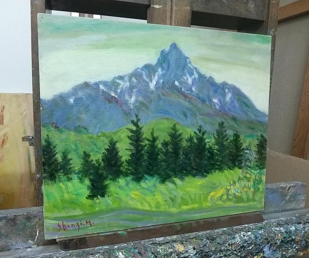 油絵 絵画 「利尻富士」F8 油彩画 風景画 アート 利尻山