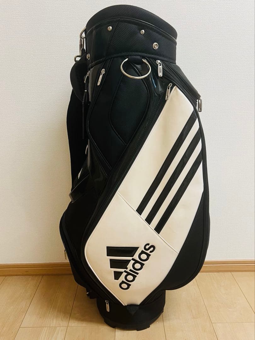 adidas アディダス　3ライン　ゴルフキャディバッグ　ブラック/ホワイト