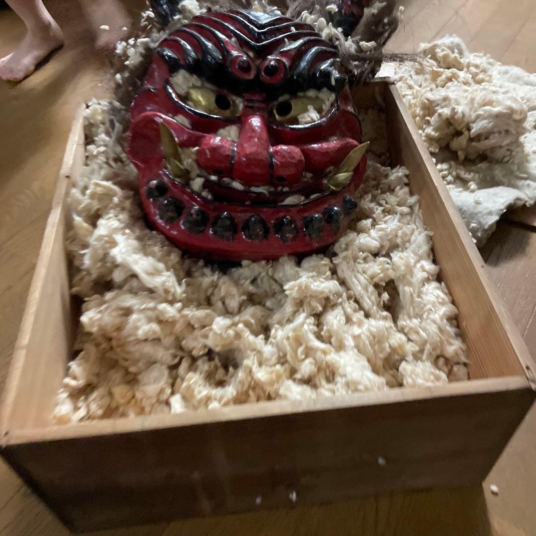 なまはげ？　鬼の面　赤鬼　昭和　張子