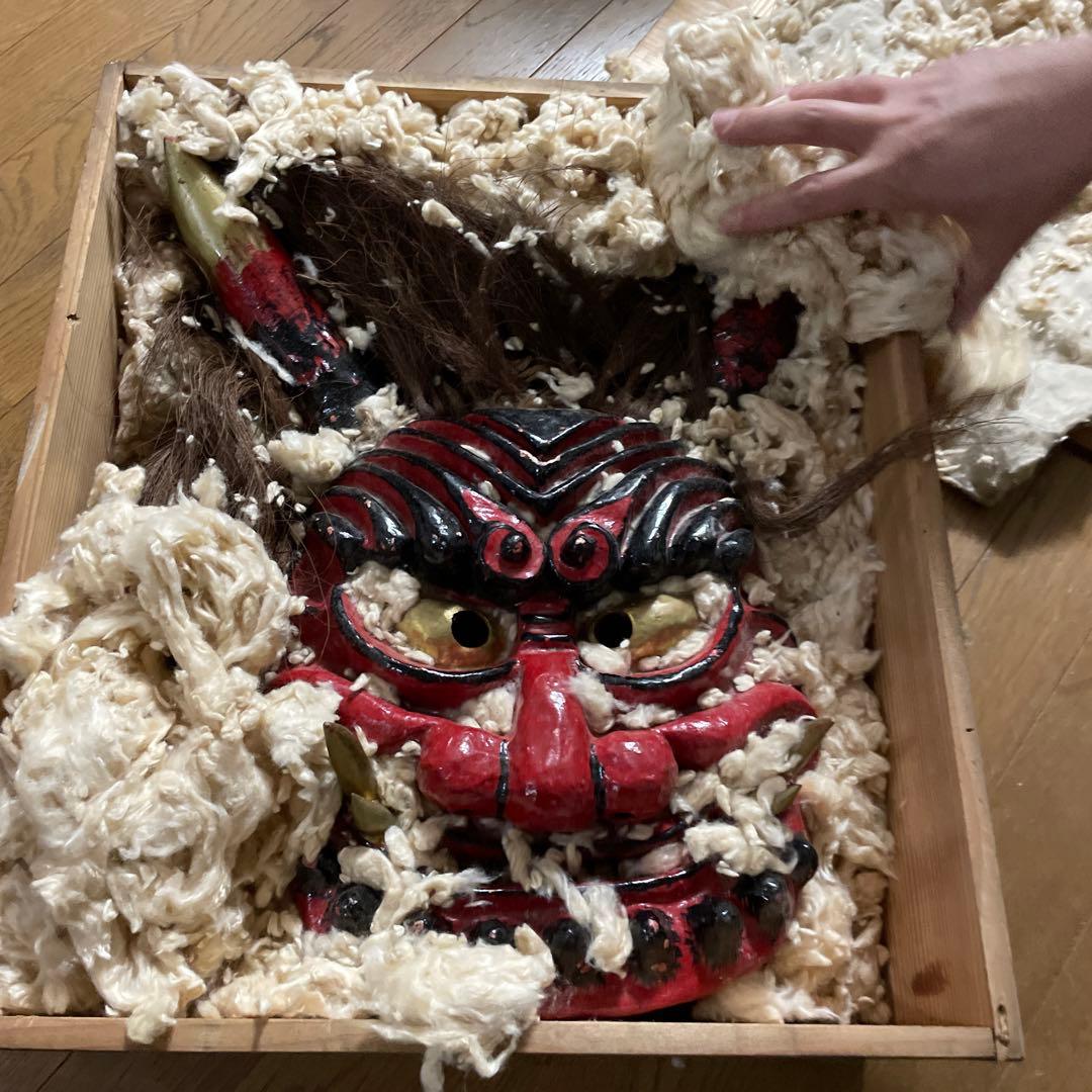 なまはげ？　鬼の面　赤鬼　昭和　張子