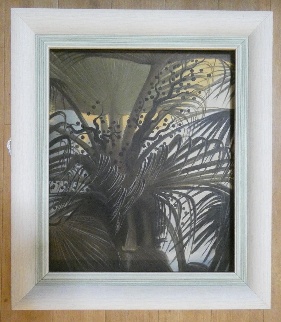 油彩画 田中一村 「 奄美の杜」サイン F8 額装済み 肉筆手描き