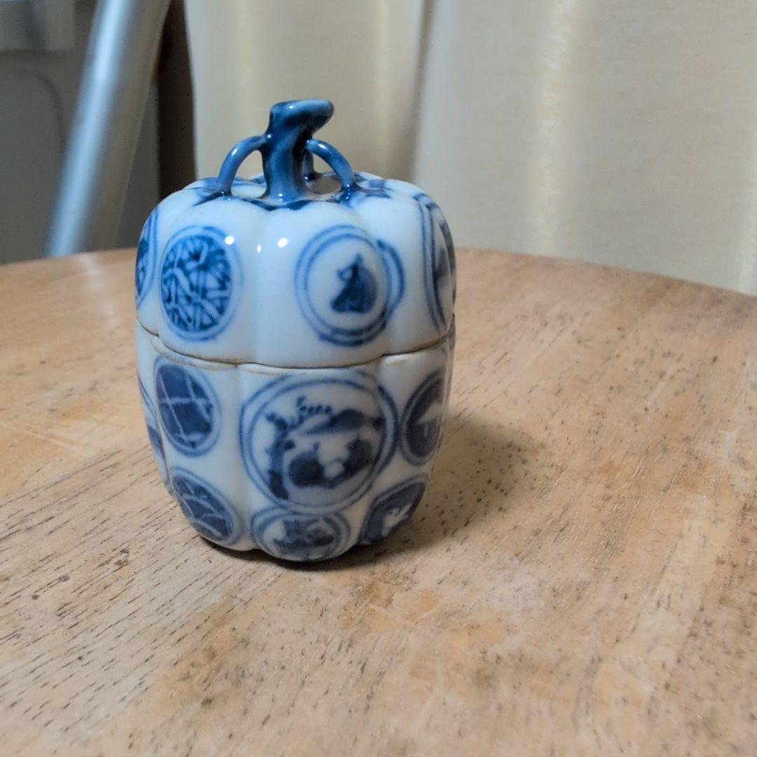 祥瑞 立瓜 香合 青花 染付 香織道具 時代物