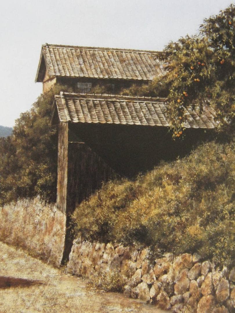 身野友之、【海の見える丘】、希少な額装用画集より、新品額装付