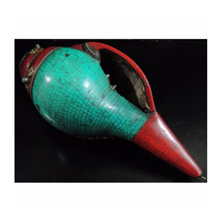 ◆チベット密教法具 法螺貝（シャンカ）羯磨（カツマ)-2