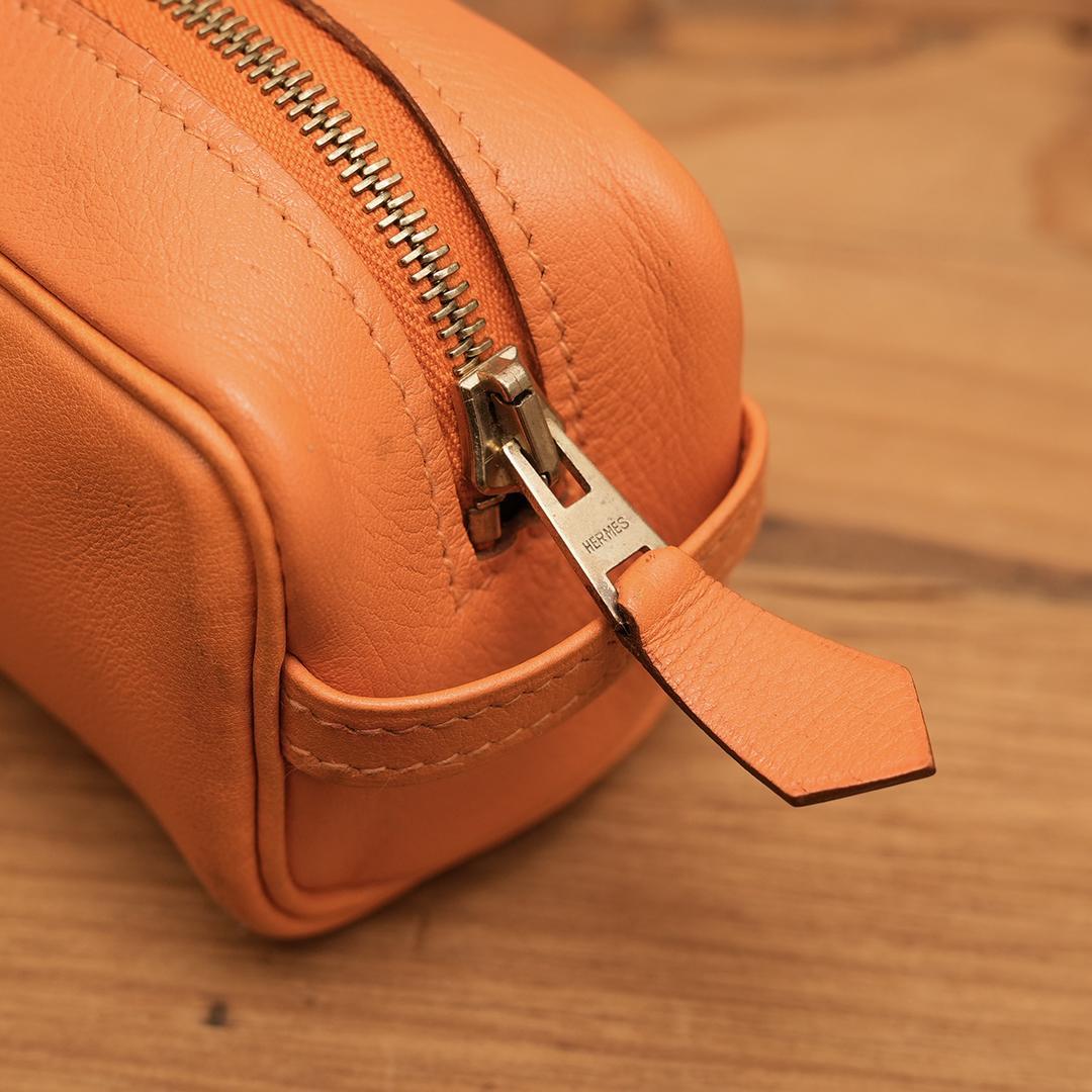 エルメス Scrib スクリブ　ペンケース ポーチ オレンジ マルチケース