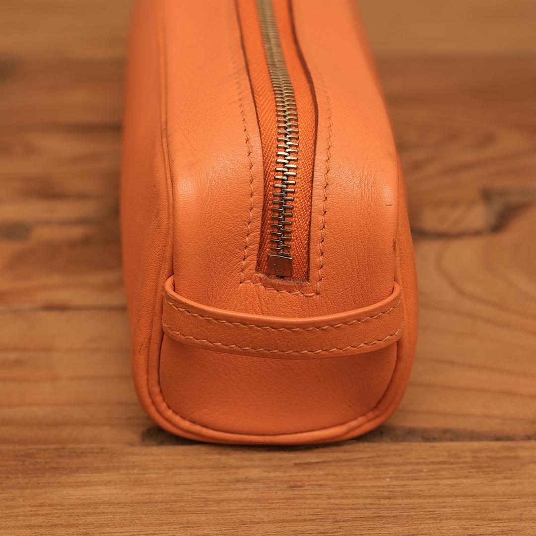 エルメス Scrib スクリブ　ペンケース ポーチ オレンジ マルチケース