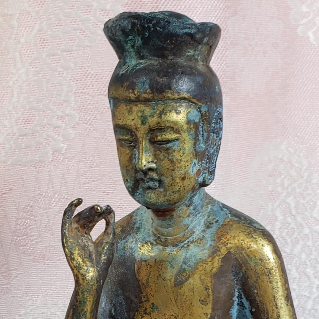 【博物館級】◆金銅半跏思惟像 全高:29cm 仏像◆検）天平仏 飛鳥仏 高麗
