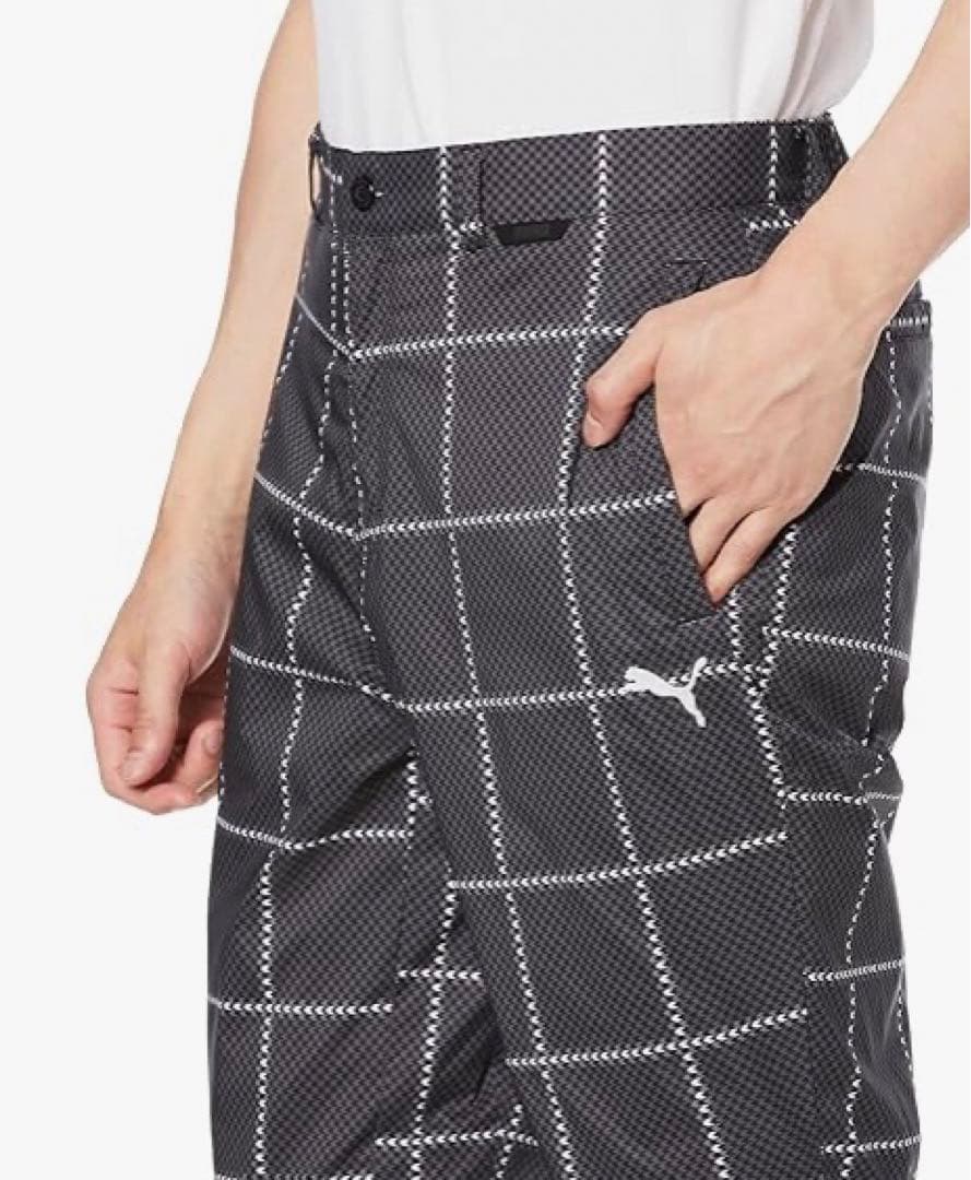 【PUMA GOLF / プーマ】秋冬防風中綿 テーパードパンツ 千鳥格子・L黒