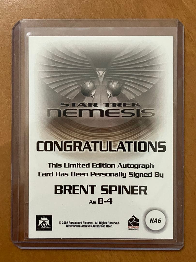 スター　トレック　サインカード　B-4 ブレント　スパイナー　データ　ピカード