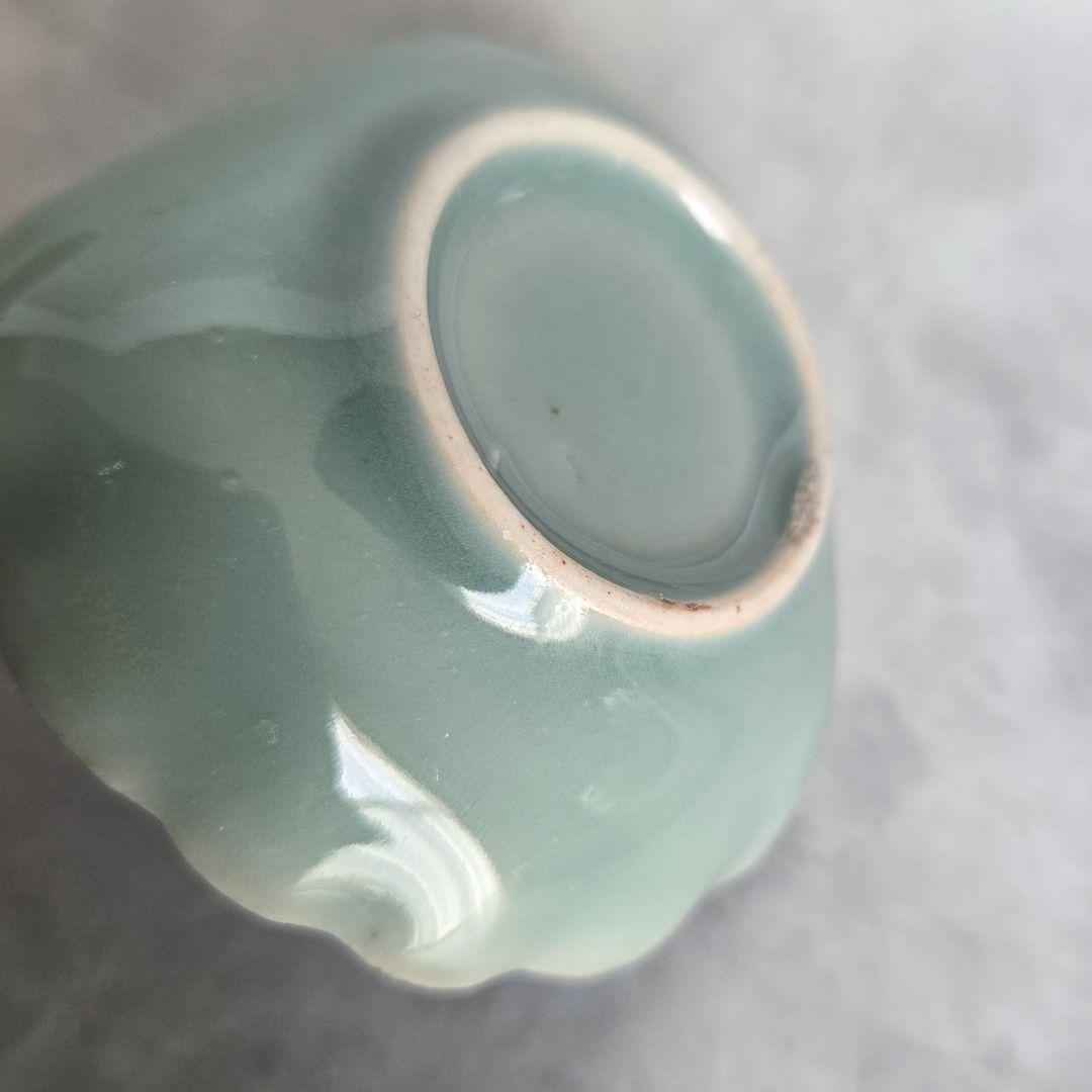 古伊万里　青磁　変形　小皿　豆皿　貝　赤絵　金彩　江戸時代　金直し　金継ぎ　骨董