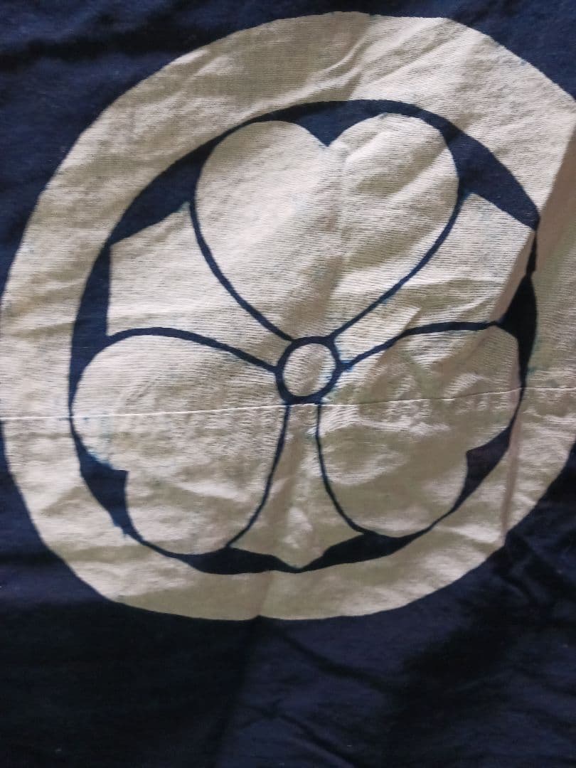 古布　油単　綿　濃紺　藍染　紋四つ　筒描き　一枚