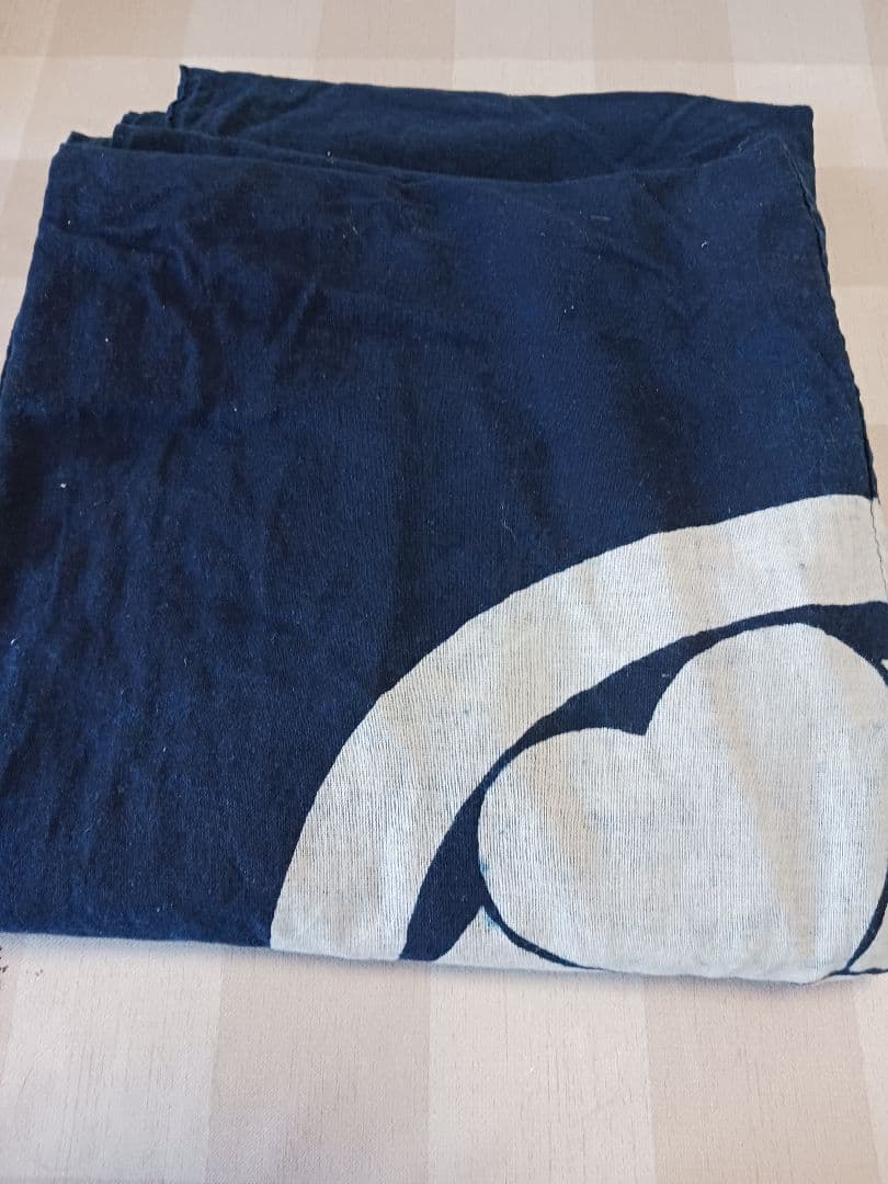 古布　油単　綿　濃紺　藍染　紋四つ　筒描き　一枚