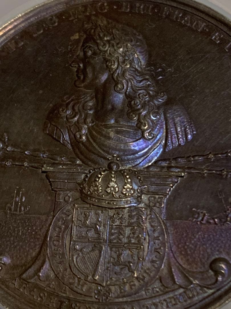 値下げ❗️ジェームズ2世1685年 パープルトーン❗️大型シルバーメダル