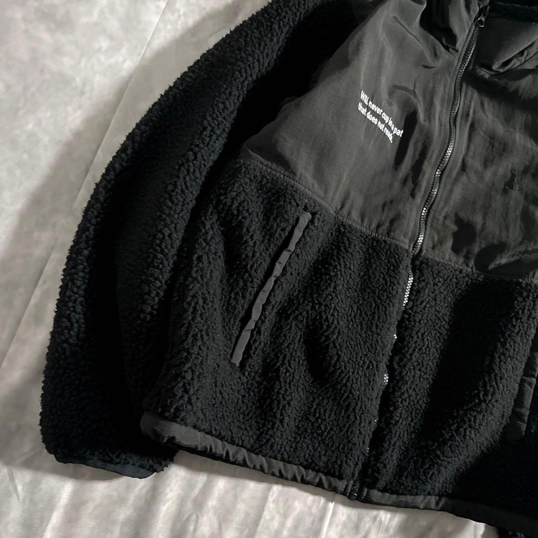 FR2 GOLF ボアフリース　刺繍ロゴ　バックプリント　切替　黒　ゴルフフェア