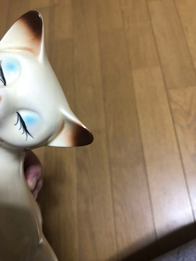 【希少】美品　シャム猫　陶器製置物　ペア　特大